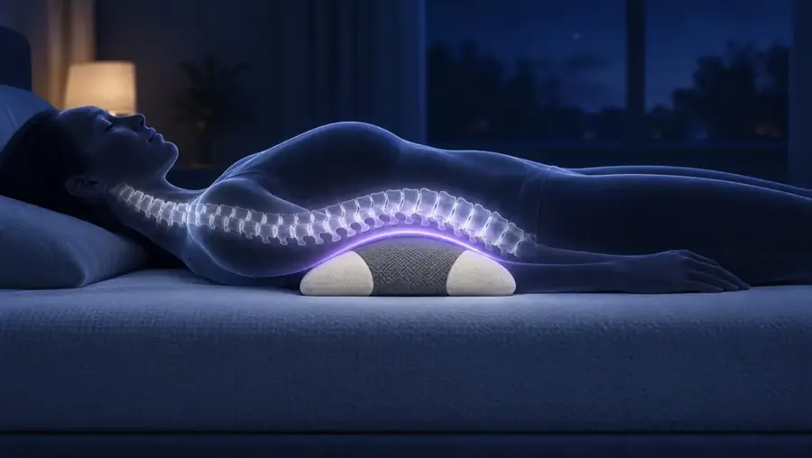 Illustration: a lumbar support filling the space beneath the lower-back curve